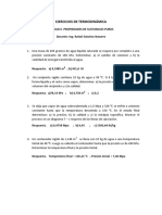 Ejercicios de Termodinámica. Unidad II - Propiedades de Sustancias Puras