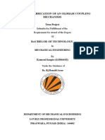 Design and Fabrication of An Oldham Coupling Mechanism: Term Project