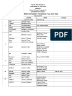 List of Trans-In Students For School Year 2019-2020