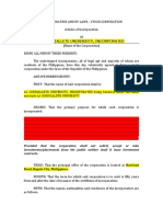 Articles of Incorporation by Laws and Treasurers Affidavit For Stock Corporation