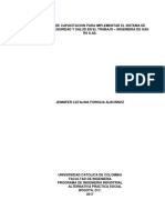 Propuesta de Capacitacion para Implementar El Sistema de Gestion de Seguridad y Salud en El Traba