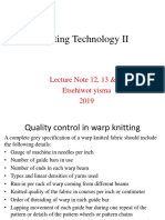 Knitting Technology II: Lecture Note 12, 13 &14 Etsehiwot Yisma 2019