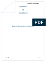 Dynamics of Machinery: Two Mark Questions & Answers