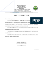 Certification: Senior High School Department