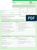 Health History Form: Dental Information