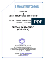 Syllabus & Details About CETEE (Lab) Facility: Energy Management (2019 - 2020)