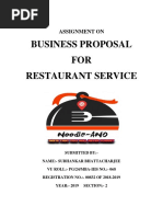 Business Proposal FOR Restaurant Service: Assignment On