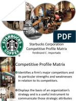 Starbucks Corporation Competitive Profile Matrix: Ferdinand C. Importado