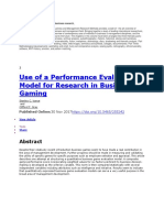 Use of A Performance Evaluation Model For Research in Business Gaming