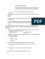 Speed, Velocity Calculations Worksheet Part 1 - Speed Calculations: Use The Speed Formula To Calculate The Answers To The Following Questions