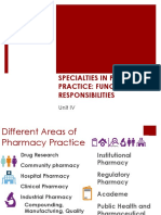 Specialties in Pharmacy Practice: Functions & Responsibilities