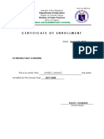 Certificate of Enrollment: Linut-Od Elementary School