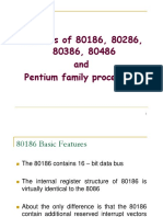 Features of 80186, 80286, 80386, 80486 and Pentium Family Processors