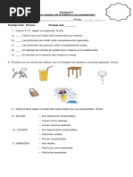 Prueba N°1 Los Estados de La Materia y Sus Propiedades