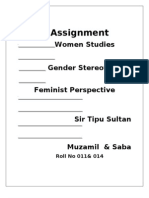 Assignment: Women Studies Gender Stereotype in Feminist Perspective