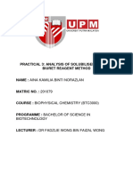 Practical 3: Analysis of Solubilised Protein-Biuret Reagent Method