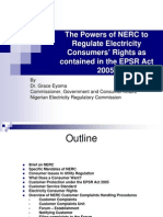 The Powers of The Nigerian Electricity Regulatory Commission (NERC) To Regulate Electricity Consumers' Rights