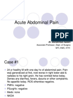 Acute Abdominal Pain: Associate Professor, Dept. of Surgery Mti, KMC, KTH