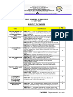 Budget of Work: First Quarter in English 8 S.Y. 2019-2020