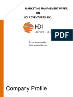 A Strategic Marketing Management Paper ON Hdi Adventures, Inc