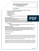 GUIA DE APRENDIZAJE Higiene y Manipulacion de Alimentos