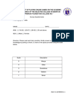 The Effect of Playing Online Games On The Academic Performance of The Selected College Students in Primasia Foundation College Inc.