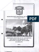 Ordenanza Que Regula Los Anuncios y La Publicidad Exterior en La Ciudad de Chiclayo PDF