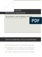 How To Answer Bar Exam Questions: Atty. Annabelle B. Cañazares-Mindalano, RCH, Rche