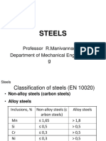 Steels: Professor R.Manivannan Department of Mechanical Engineerin G