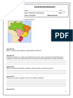 Lista de Geografia 7ºano P I III Bimestre