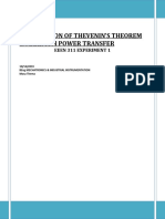 Verification of Thevenin'S Theorem & Maximum Power Transfer: Eeen 311 Experiment 1