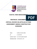 Critical Review On Risk Assessment Among Construction Workers