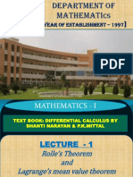 Lecture 1-Rolle's Theorem and Lagrange's Mean Value Theorem