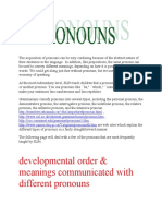 Developmental Order & Meanings Communicated With Different Pronouns