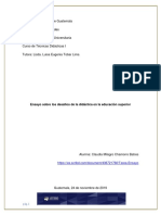 Ensayo Sobre Los Desafíos de La Didáctica en La Educación Superior.