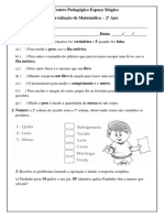 Avaliação de Matemática