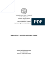 Reporte No 1 Determinacion de La Constante de Equilibrio de Un Acido Debil