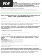 3° Modèle de Rapport de Gestion Et Autres Modèles de PV SARL - C