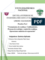 Tratamientos de Residuos - Confinamiento, Procesos de Reciclaje y Control de Residuos, Operaciones Unitarias de Separación