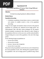 Forecasting Population of Various Cities Using Different Methods 