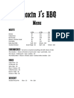 Smokin J's BBQ Menu