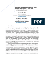 Assessing The Level of Tourist Satisfaction and Its Effect On Future Behavior Intentions in The Province of Ilocos Norte