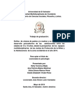 Estilos de Crianza de Padres Y-O Madres y Su Influencia en El Desarrollo Psicoafectivo de Las Ado