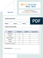 Clave de Respuestas Diciembre Quinto Grado 2018-2019