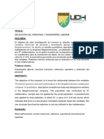 Selección Del Personal y Desempeño Laboral (Articulo Cientifico)