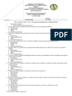 Oral Com Second Quarter Examination