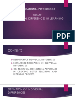 Educational Psychology - Individual Differences Slide