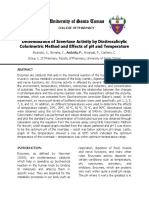 Determination of Invertase Activity by DNS Colorimetric Method and Effects of PH and Temperature