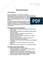 Job Description Messenger Cleaner