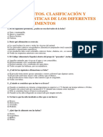 Test de Los Alimentos, Clasificación y Características